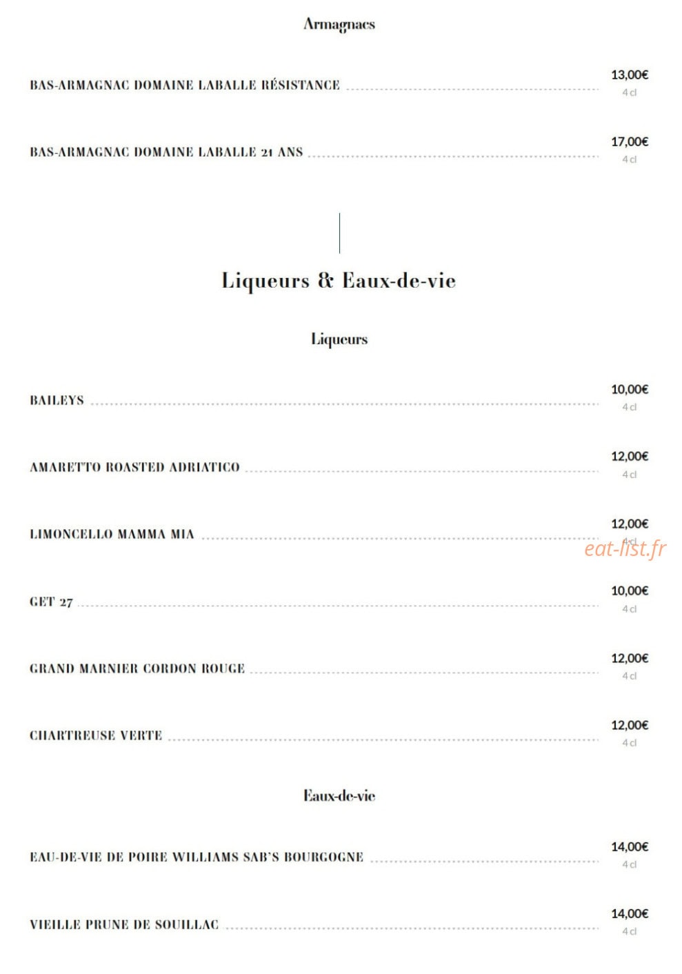 Brasserie Rosalie — carte page 18