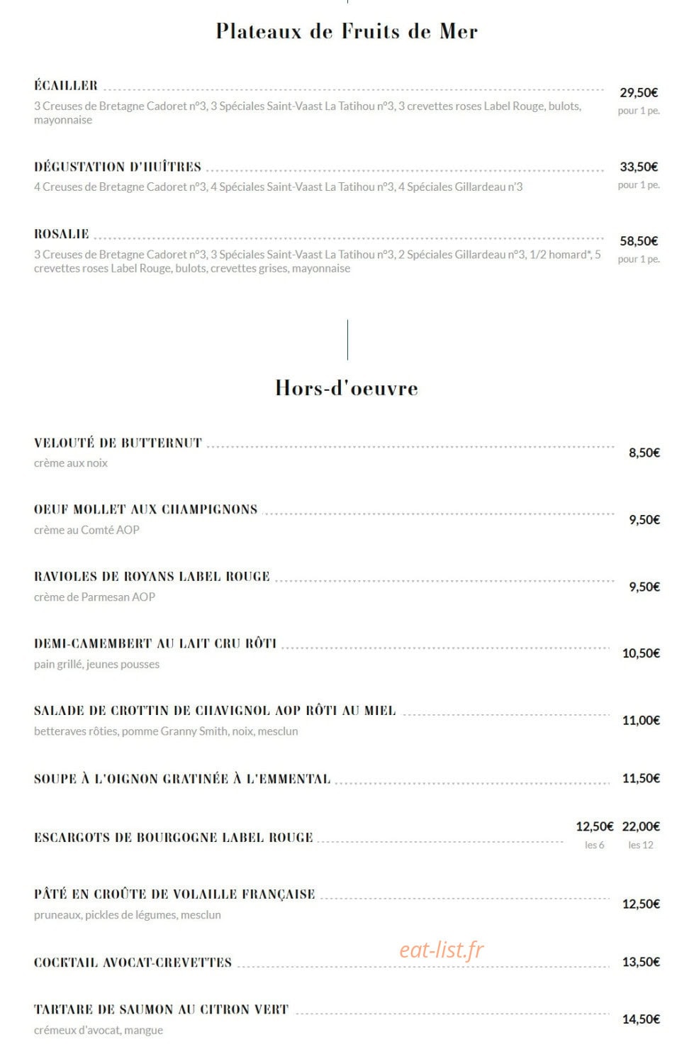 Brasserie Rosalie — carte page 3
