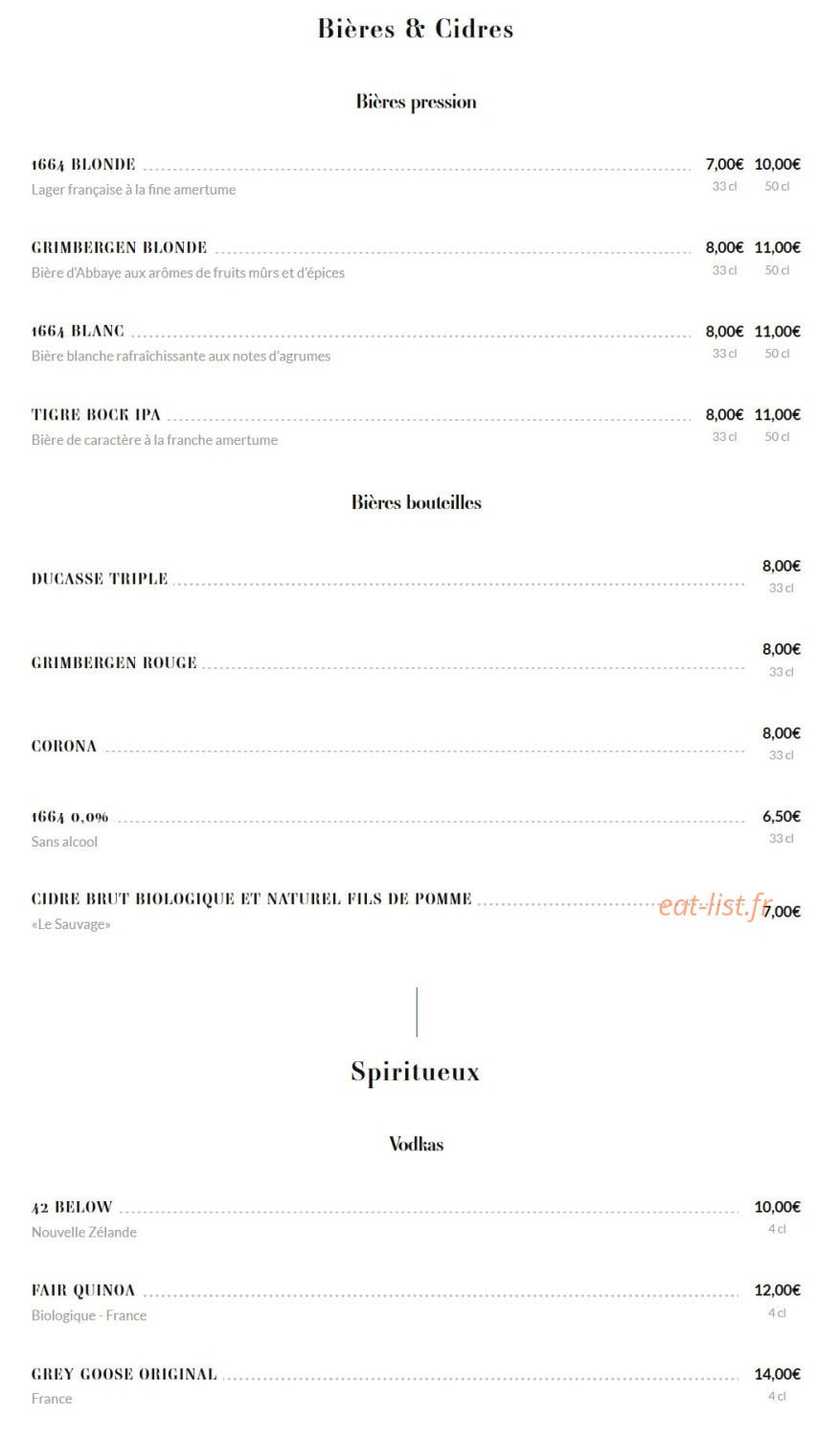 Brasserie Rosalie — carte page 15