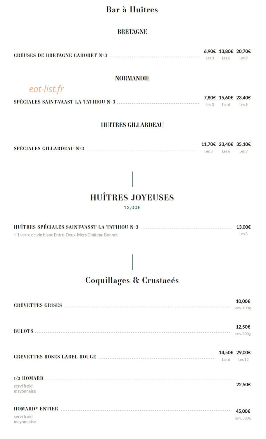 Brasserie Rosalie — carte page 7