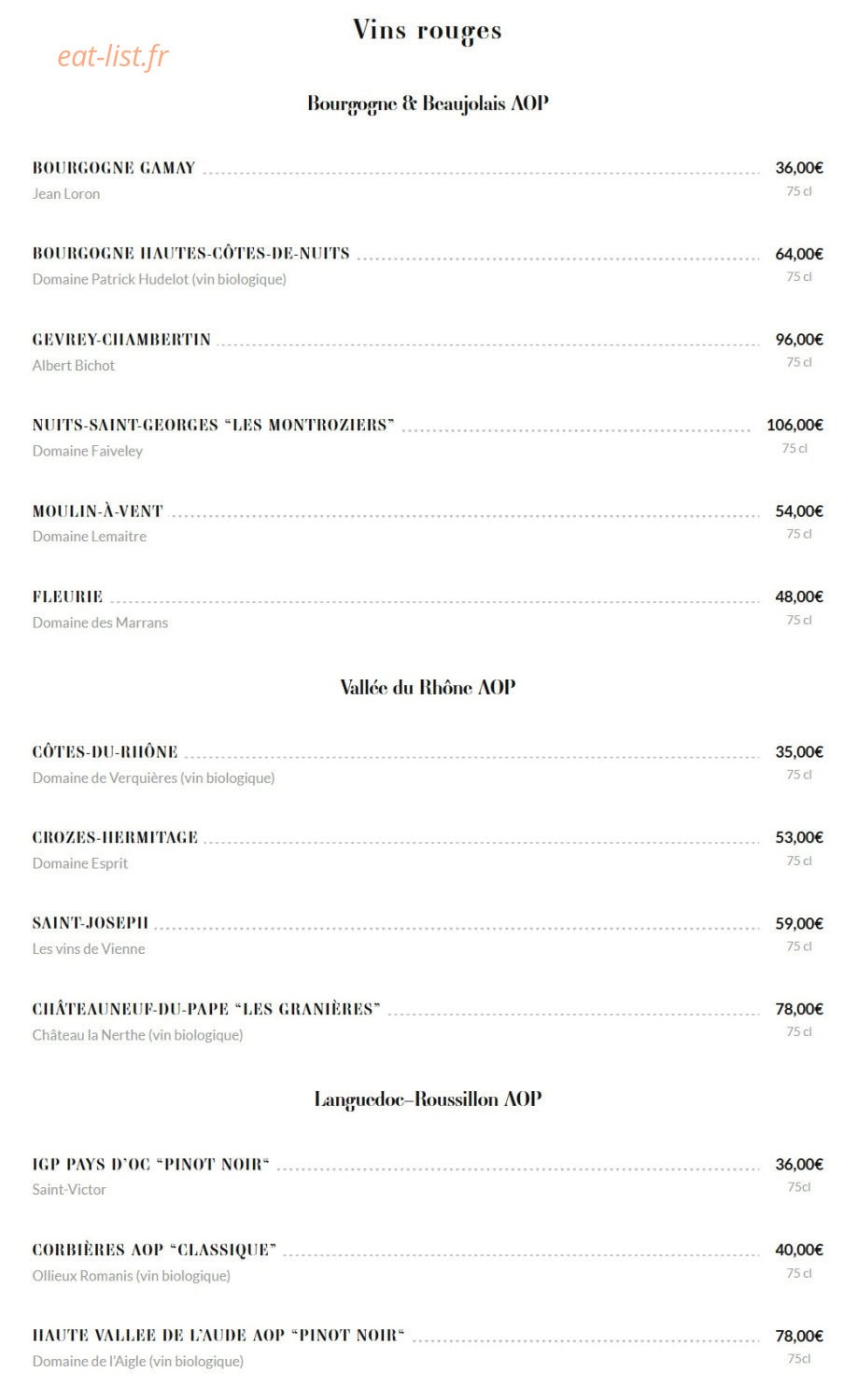 Brasserie Rosalie — carte page 24
