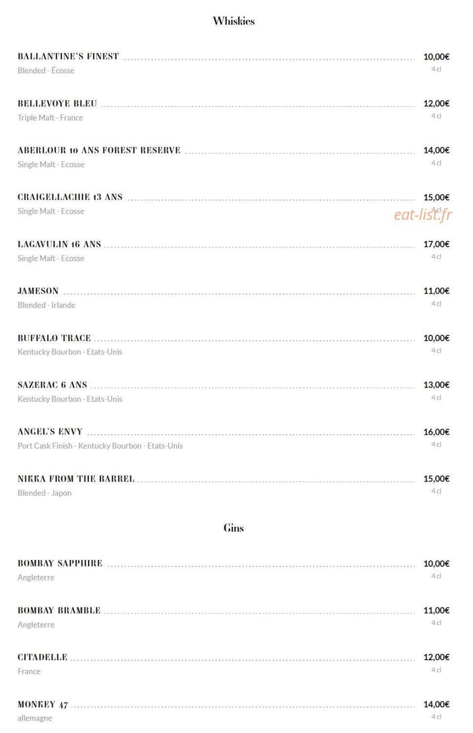 Brasserie Rosalie — carte page 16