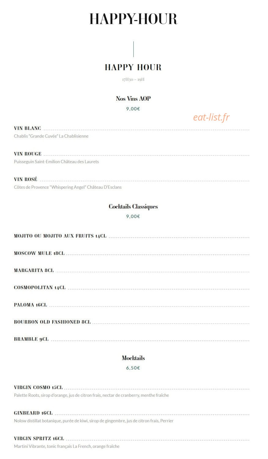 Brasserie Rosalie — carte page 27