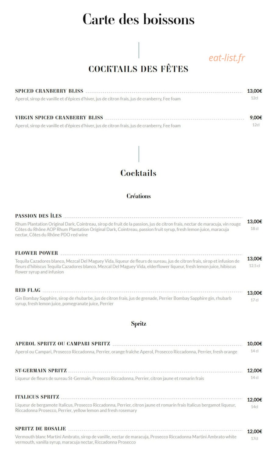 Brasserie Rosalie — carte page 11