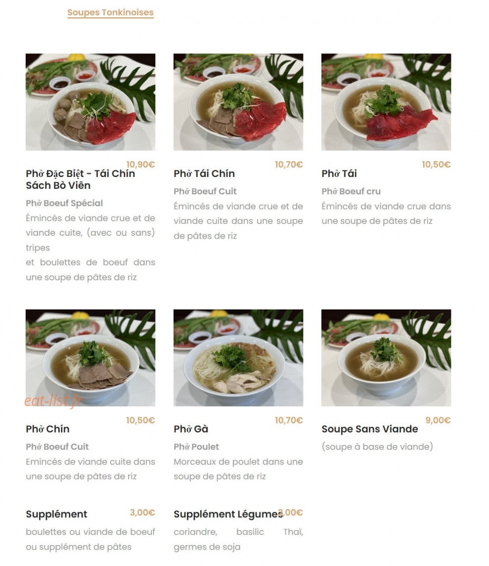 Phở 14 — carte page 1
