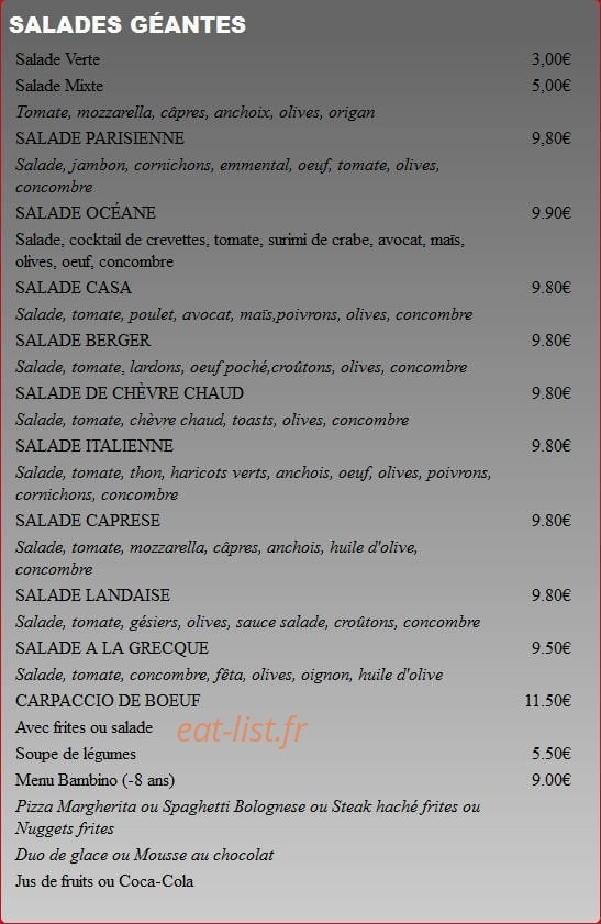 Pizzeria Di Roma — carte page 2