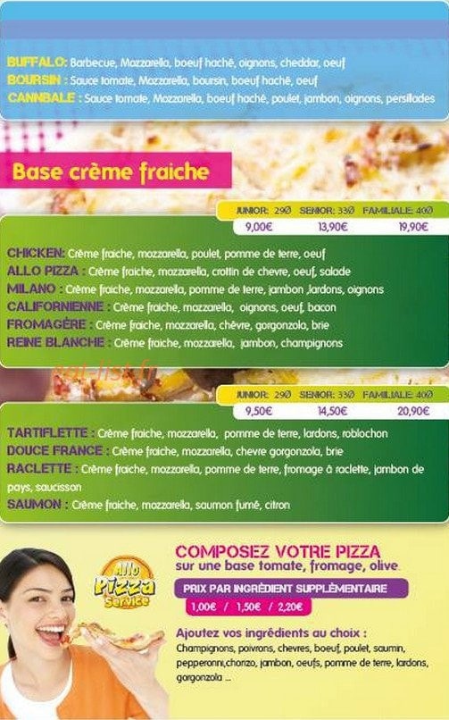Allo Pizza Service — carte page 3