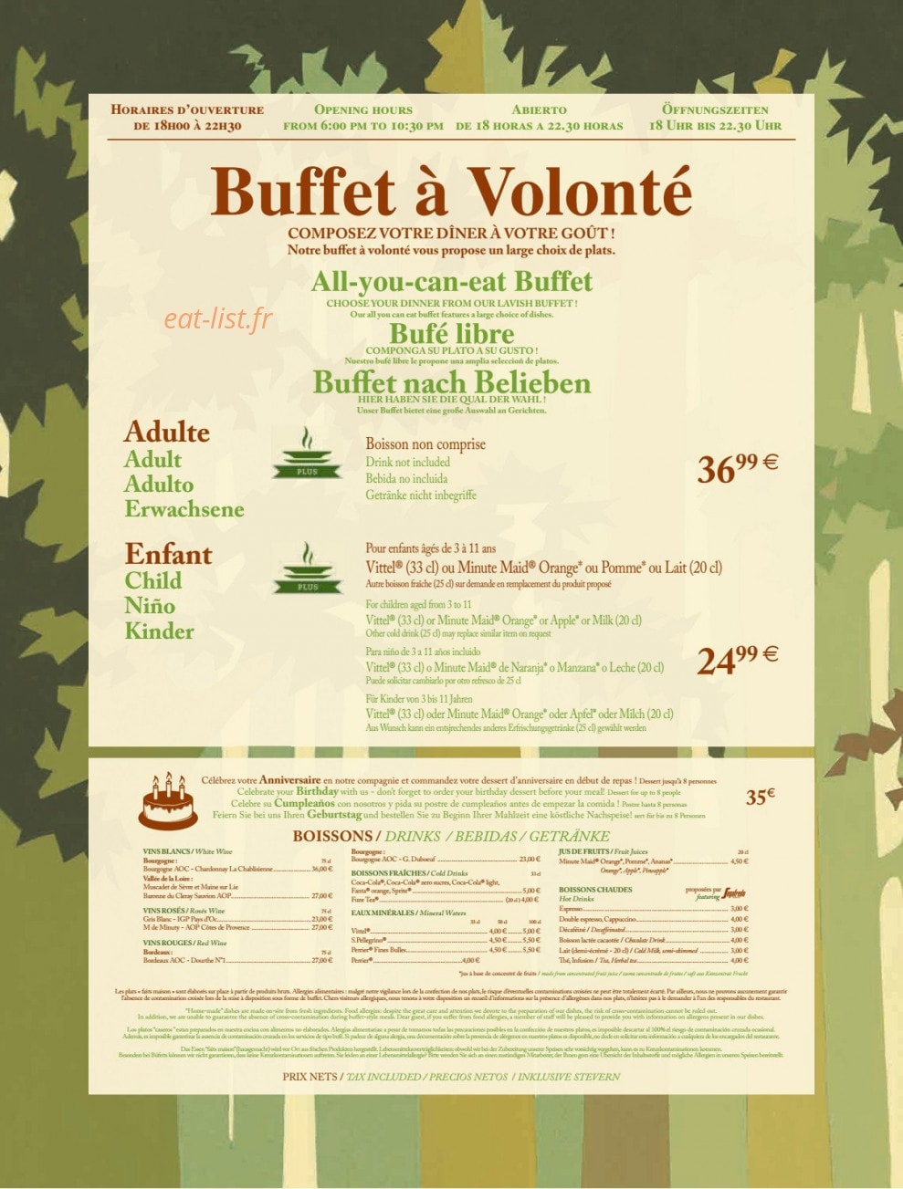 Hunter's Grill — carte page 1