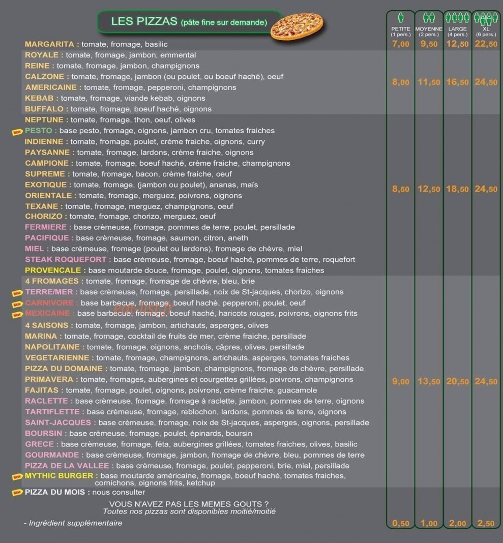 La vallée pizza — carte page 3