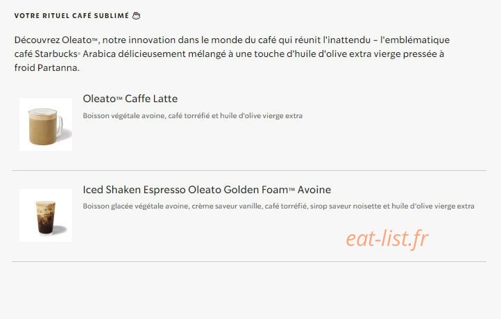 Starbucks Coffee — carte page 24