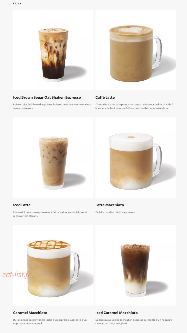 Starbucks Coffee — carte page 1