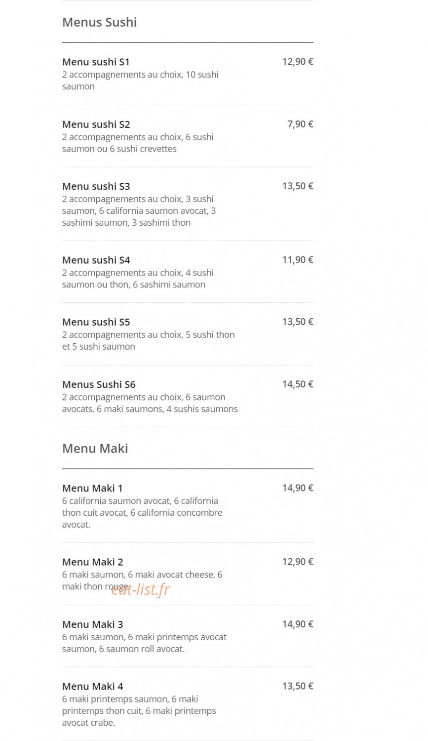 Carte et menu de Délice Sushi à Magny le Hongre — Les menus page 2