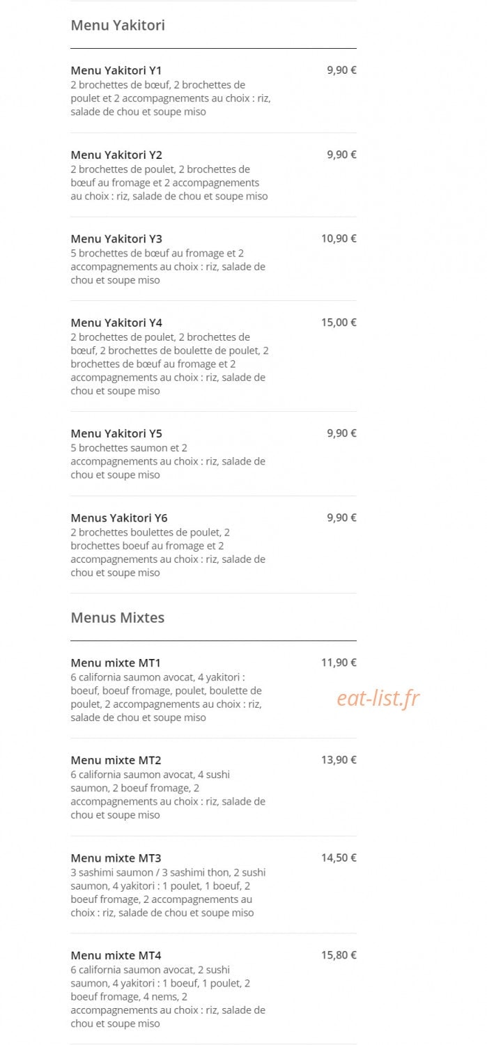 Carte et menu de Délice Sushi à Magny le Hongre — Les menus page 3