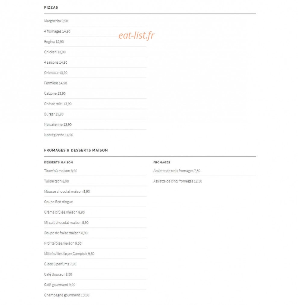 Le Comptoir — carte page 2