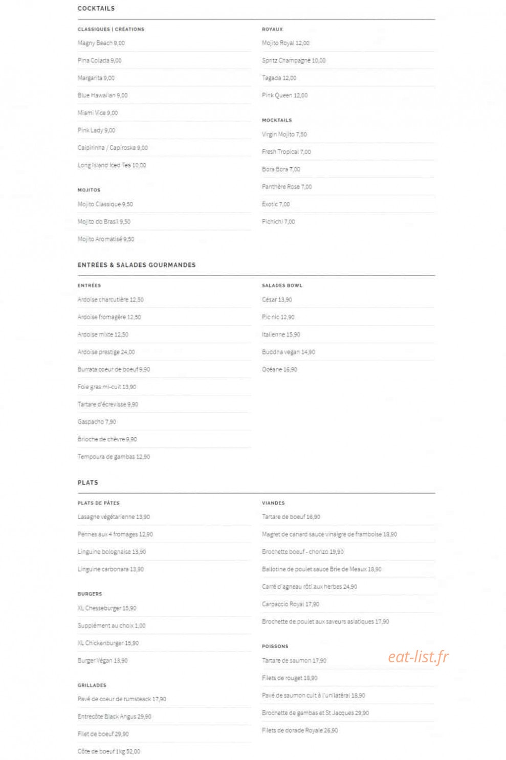 Le Comptoir — carte page 1