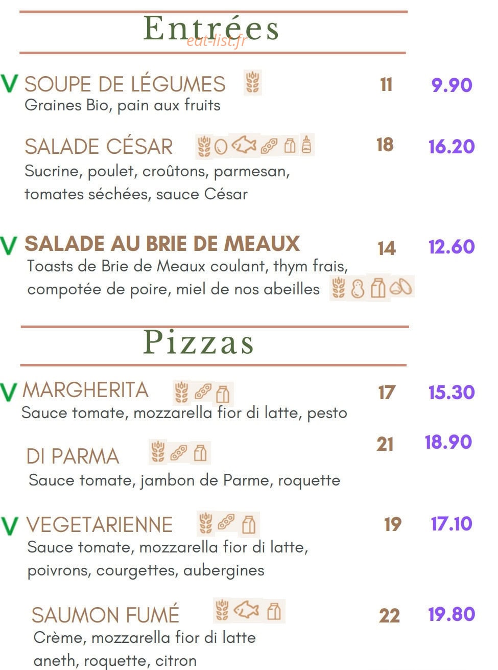 Notre Table — carte page 1