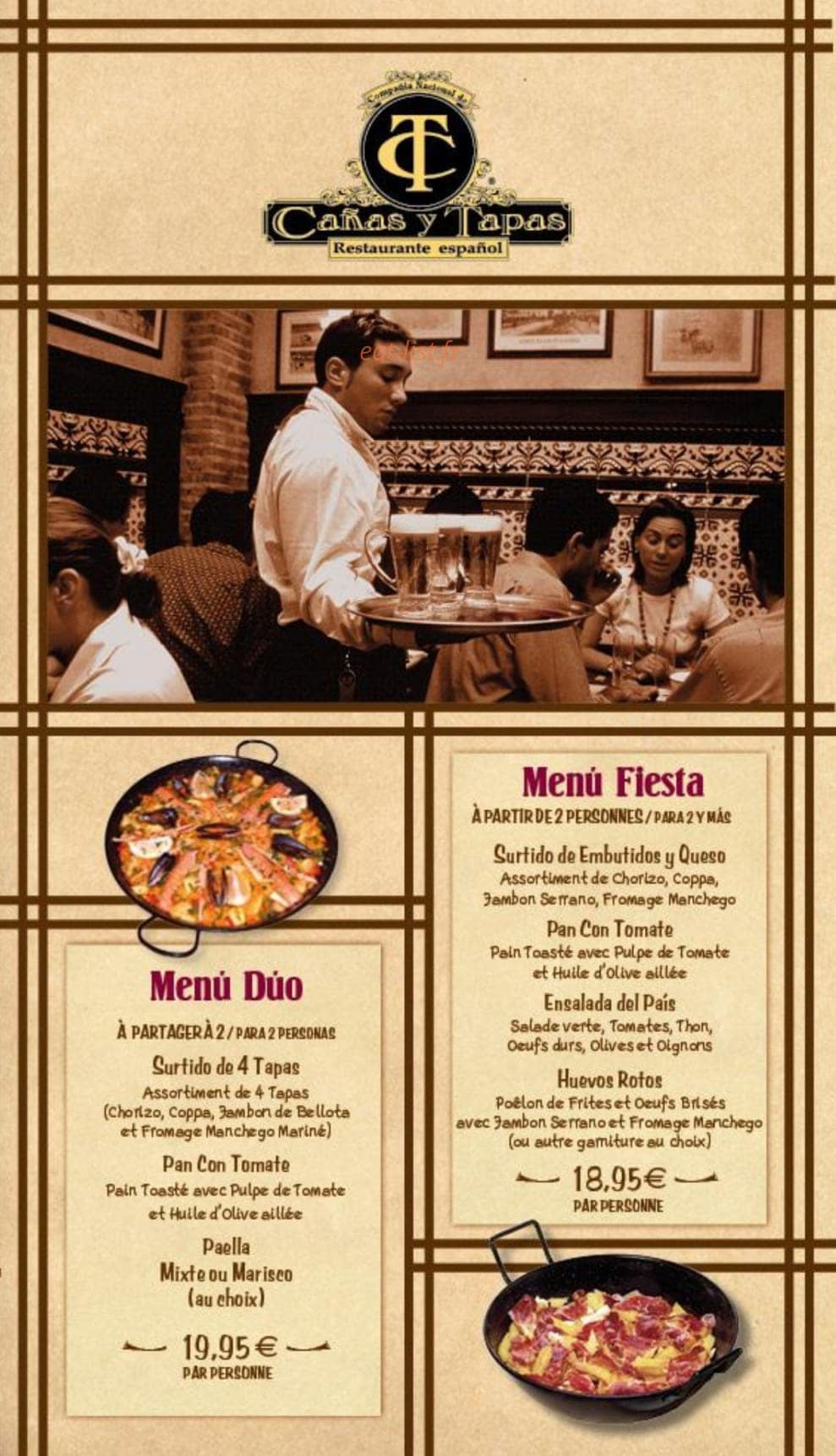 Cañas y Tapas — carte page 1