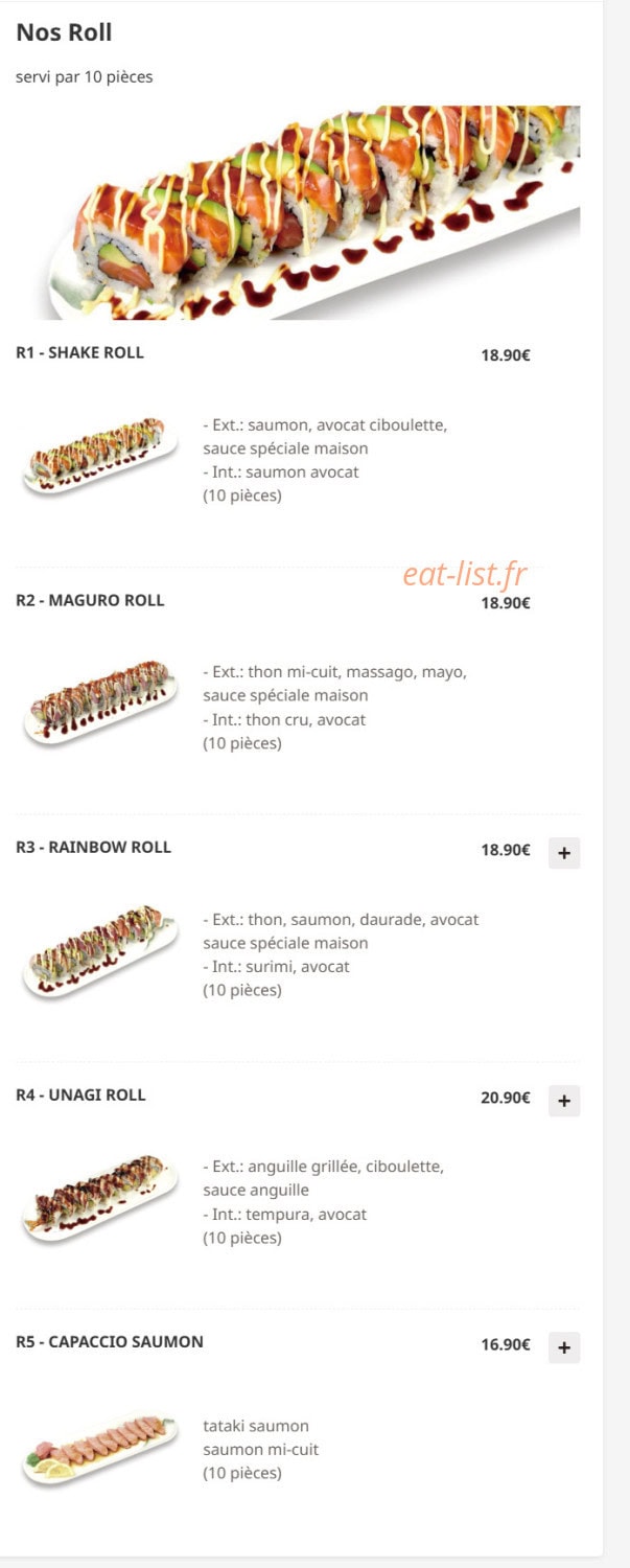 Hokkaido sushi — carte page 20