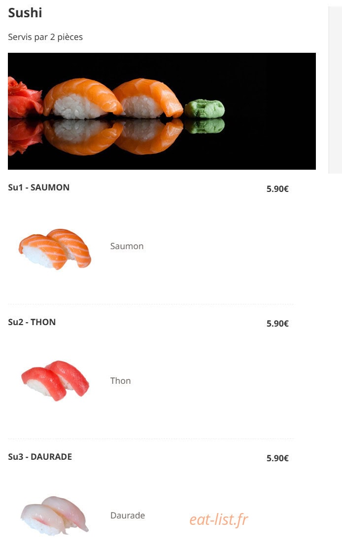 Hokkaido sushi — carte page 12