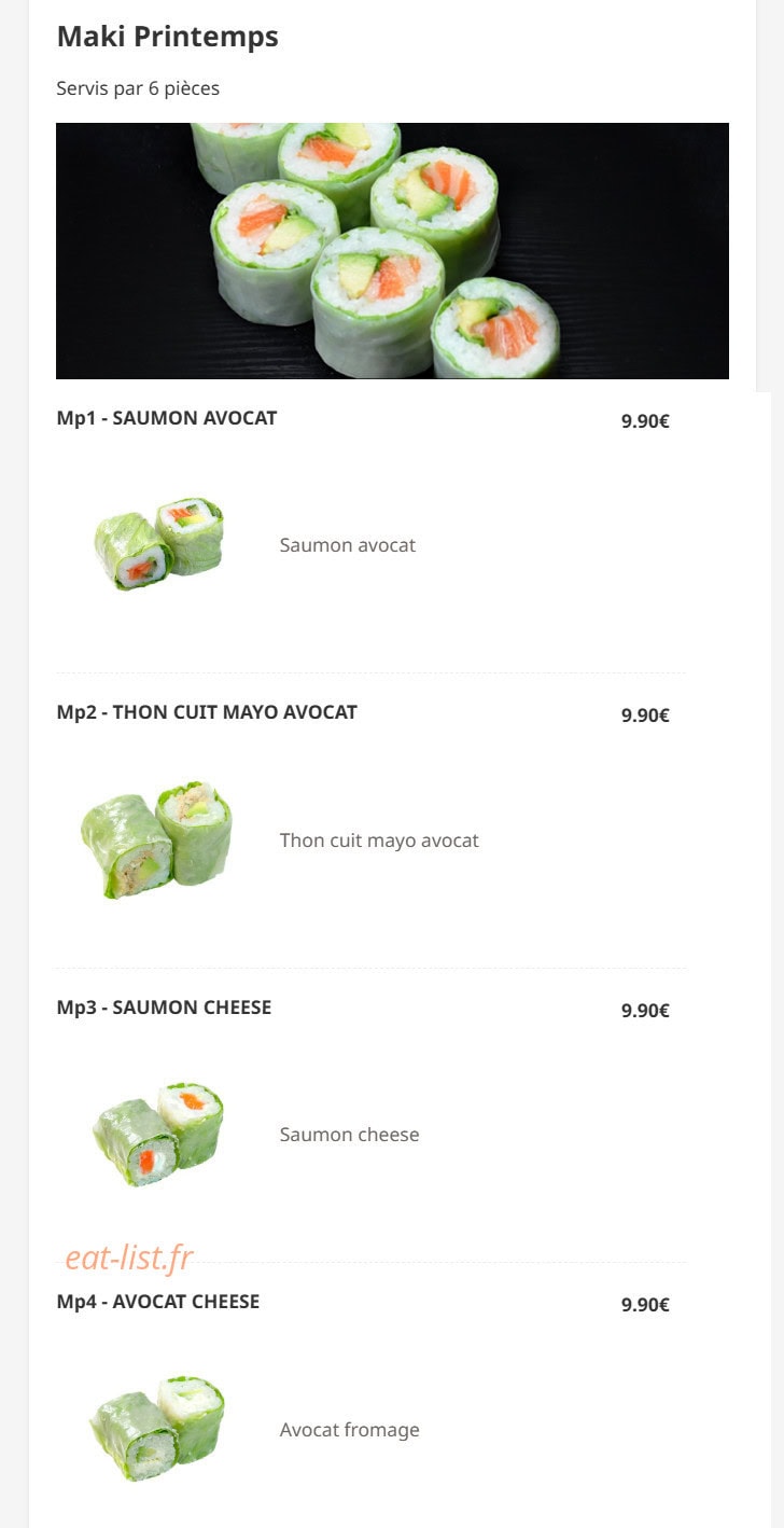 Hokkaido sushi — carte page 19