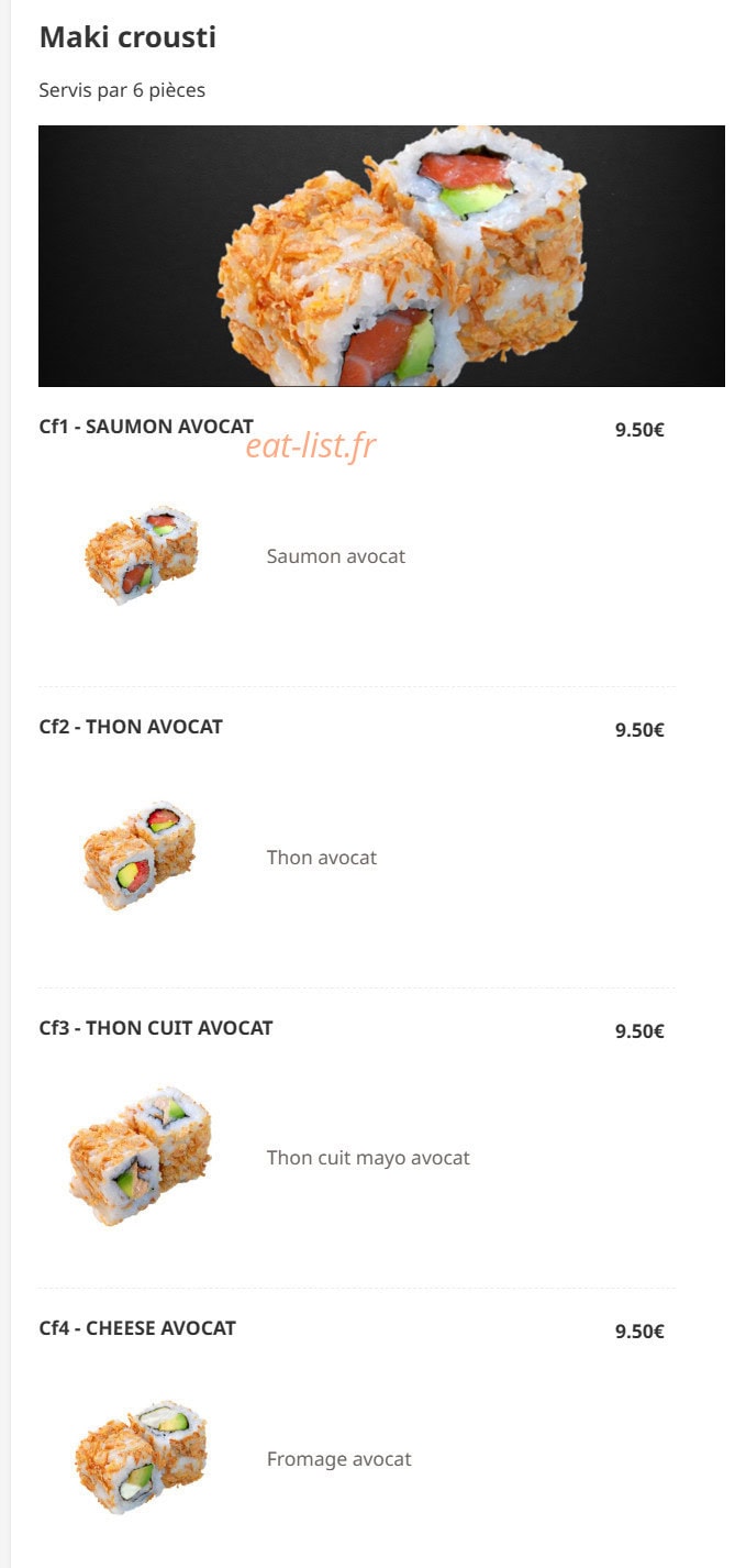 Hokkaido sushi — carte page 17