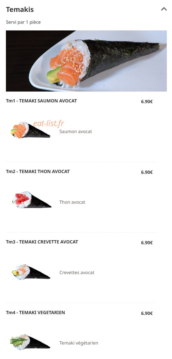 Hokkaido sushi — carte page 15