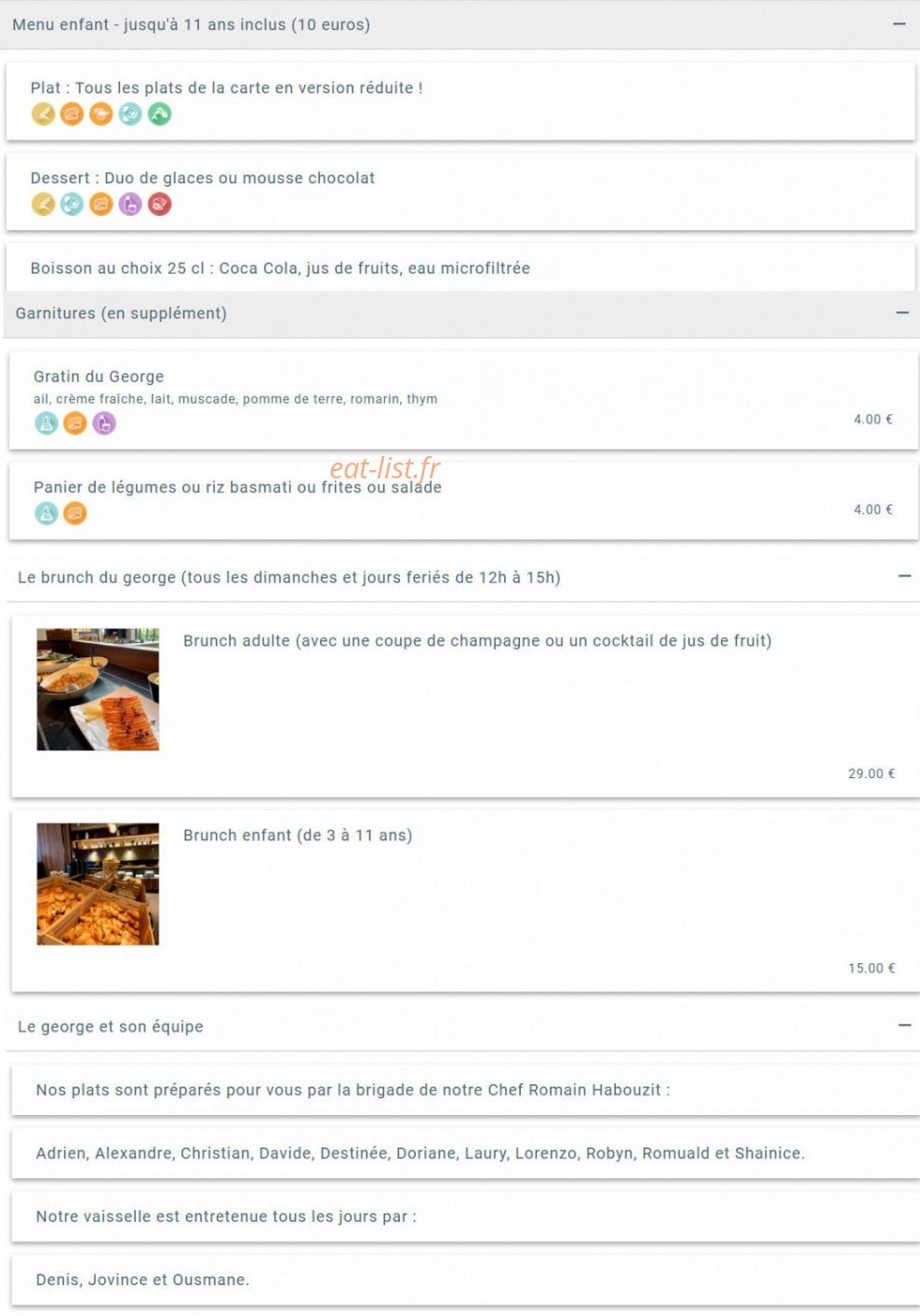 Le George — carte page 5