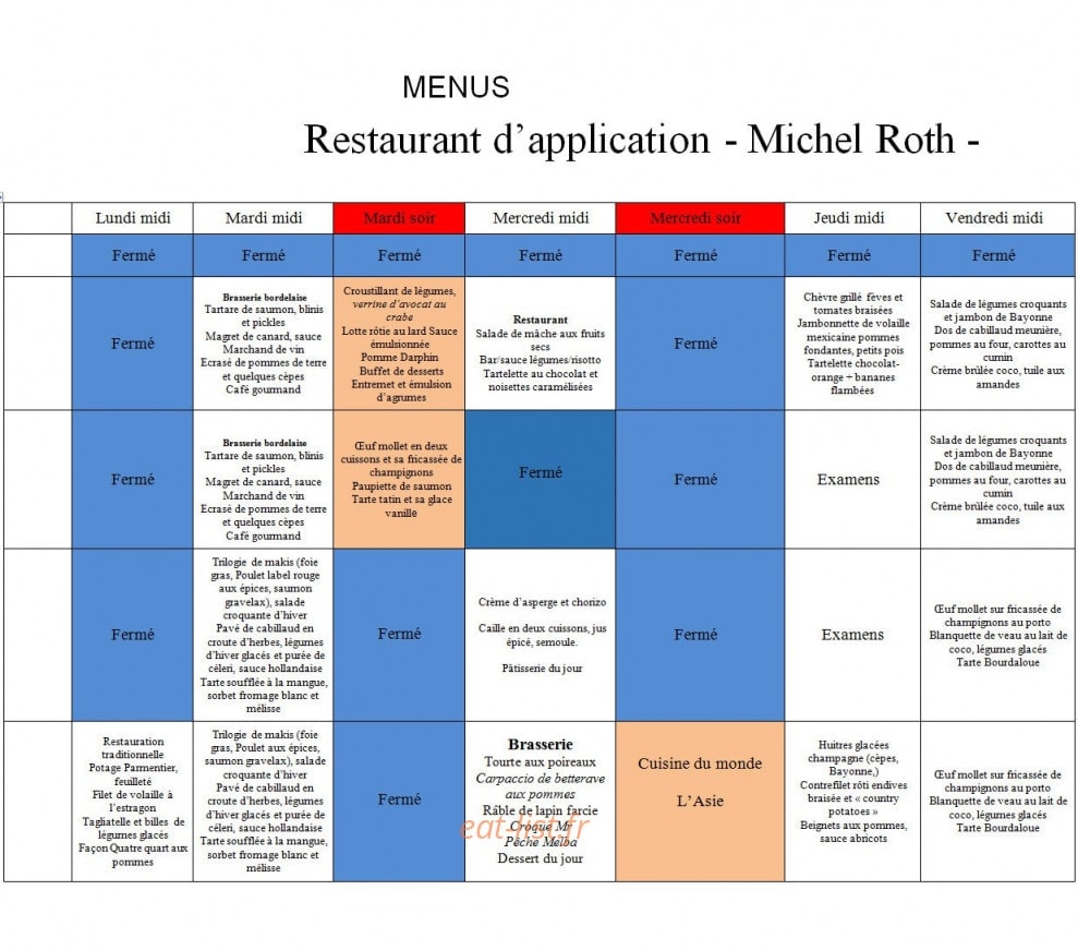 Michel Roth — carte page 1