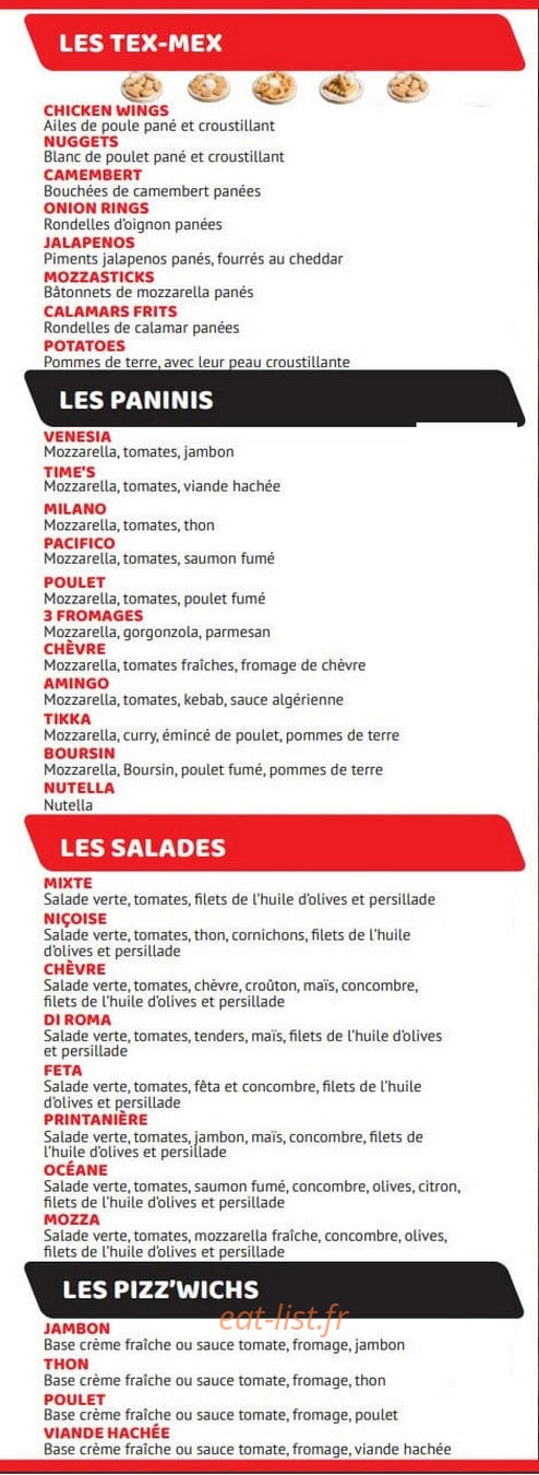 Carte et menu de Pizza Hotimes à Serris — Menu 4