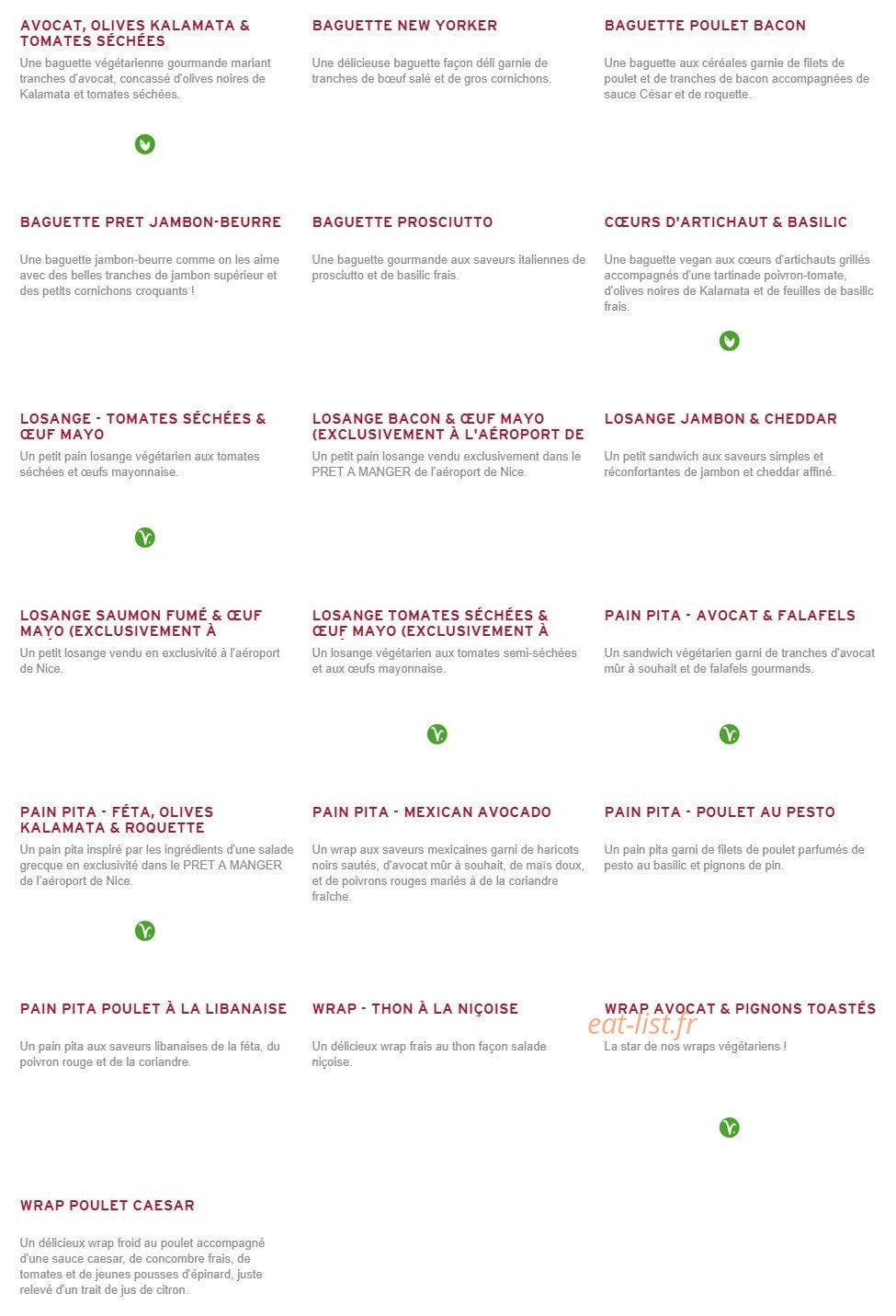 Prêt à manger — carte page 2