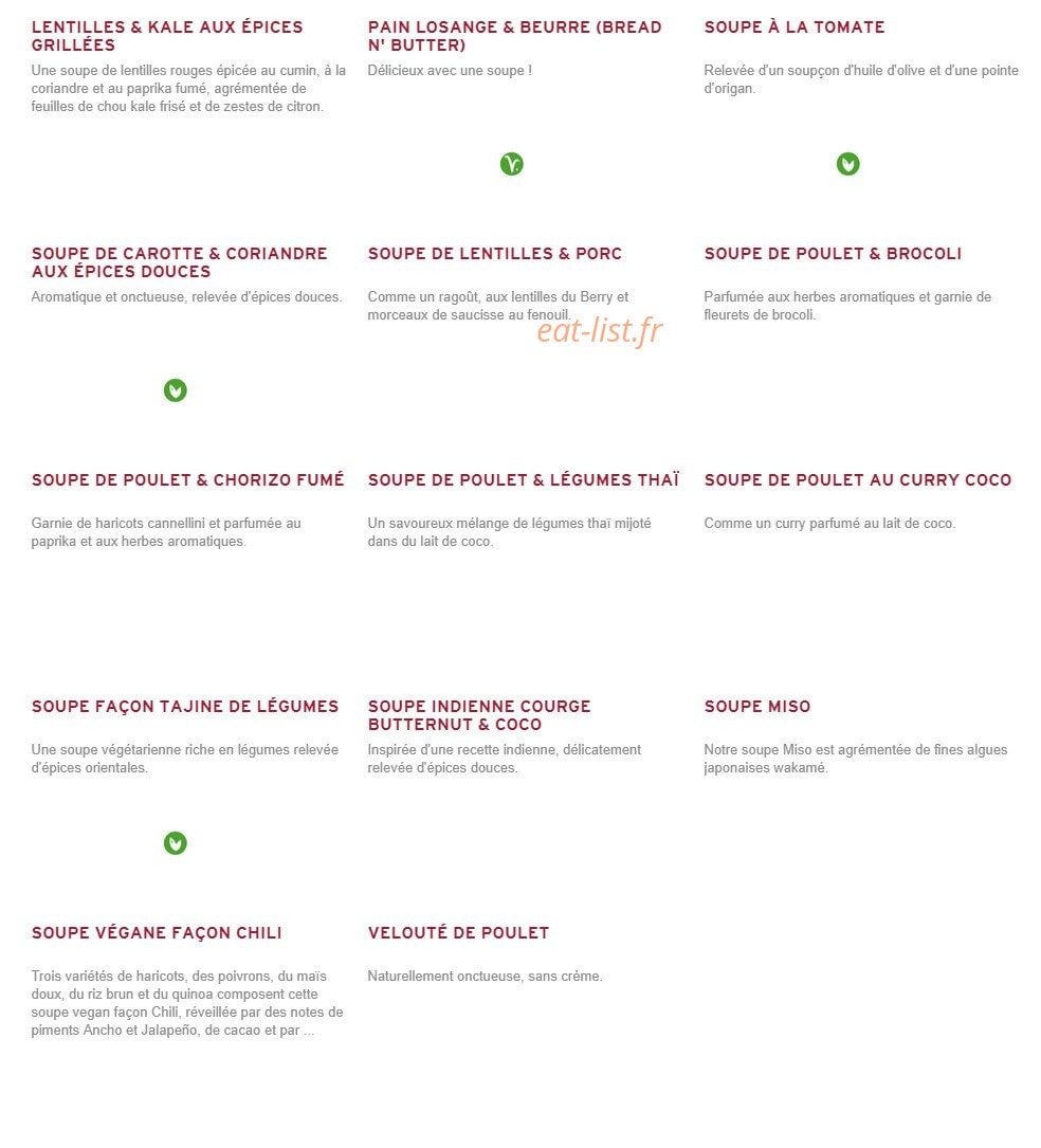 Prêt à manger — carte page 7