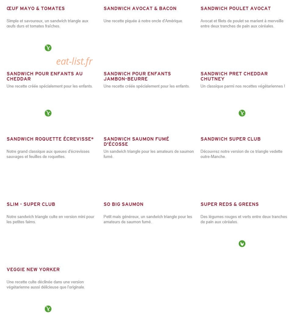 Prêt à manger — carte page 1
