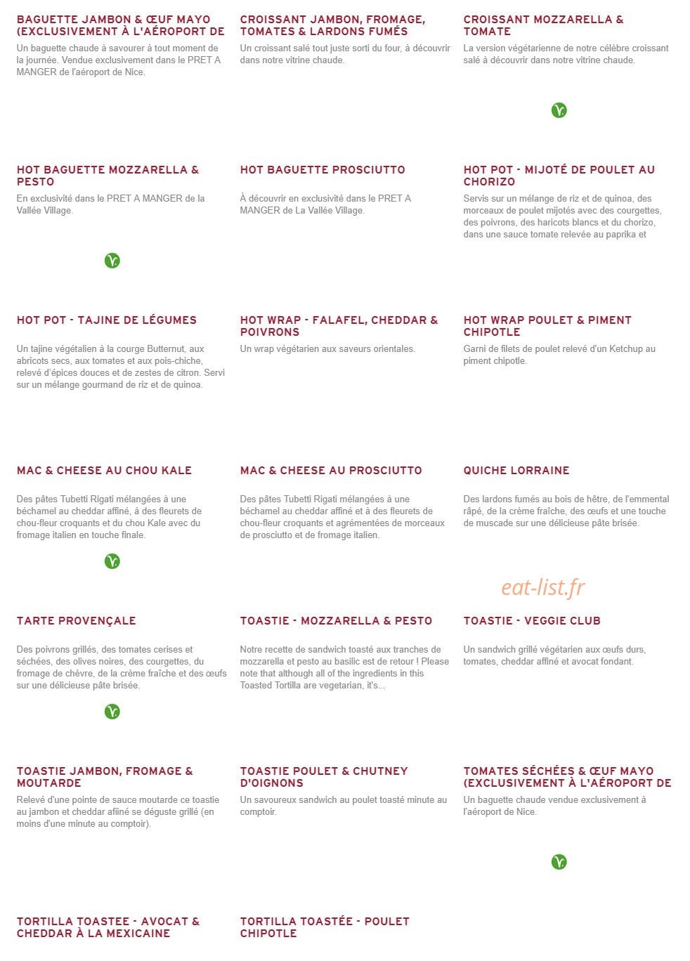 Prêt à manger — carte page 5