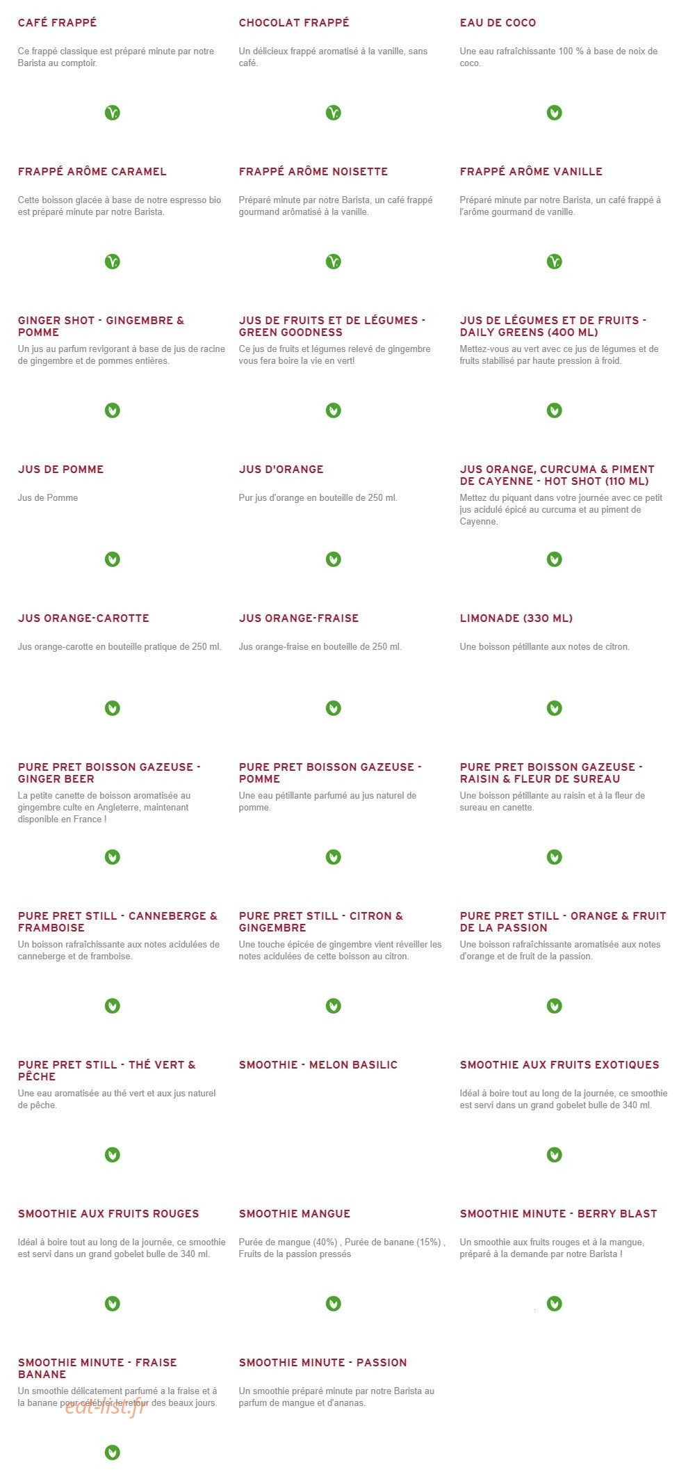 Prêt à manger — carte page 11