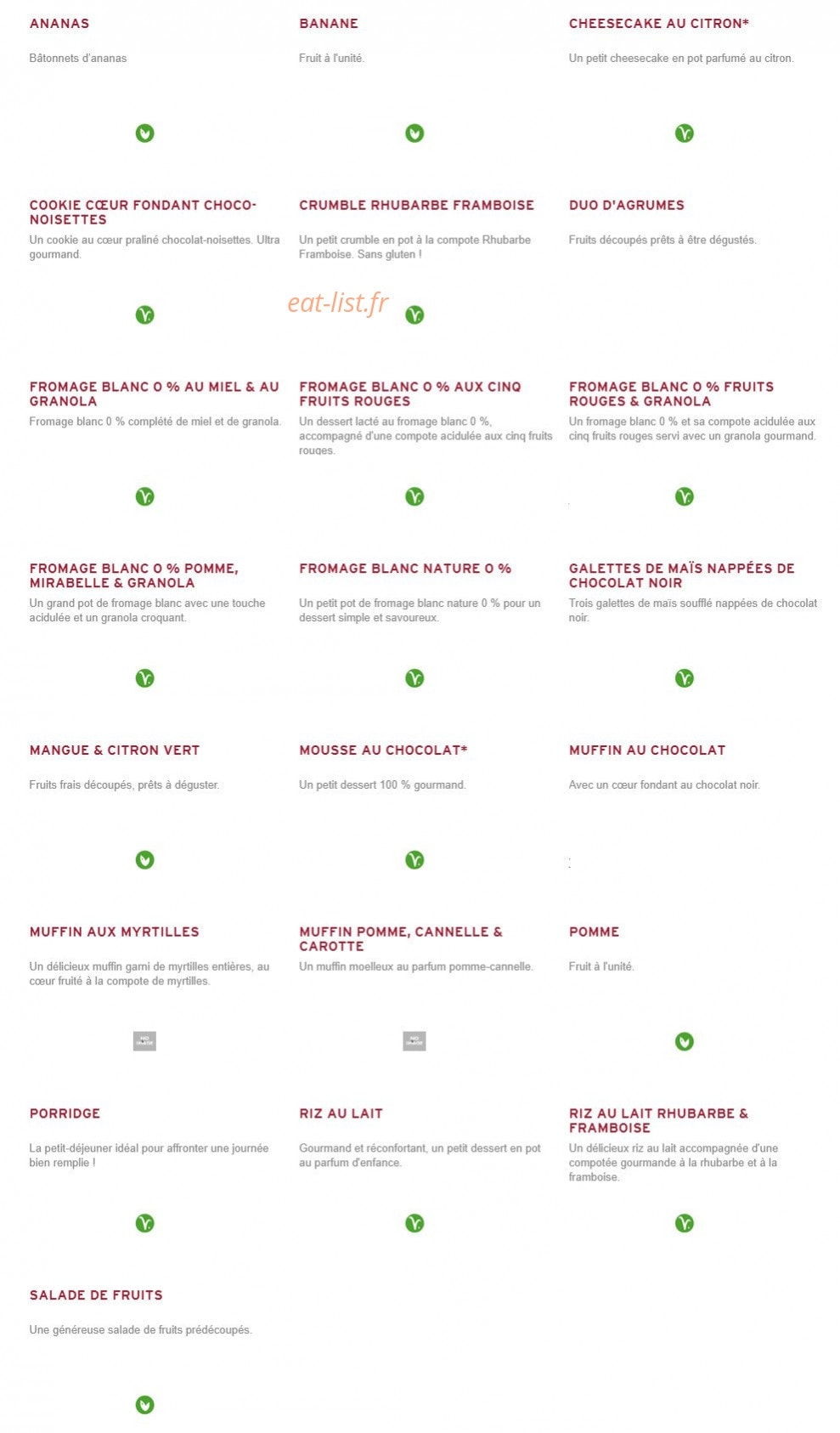 Prêt à manger — carte page 9