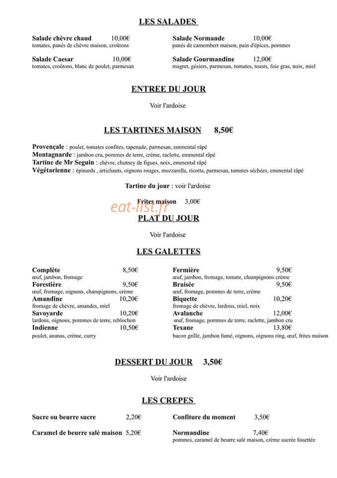 Carte et menu de La Gourmandine à La Chapelle Reine — Les menus