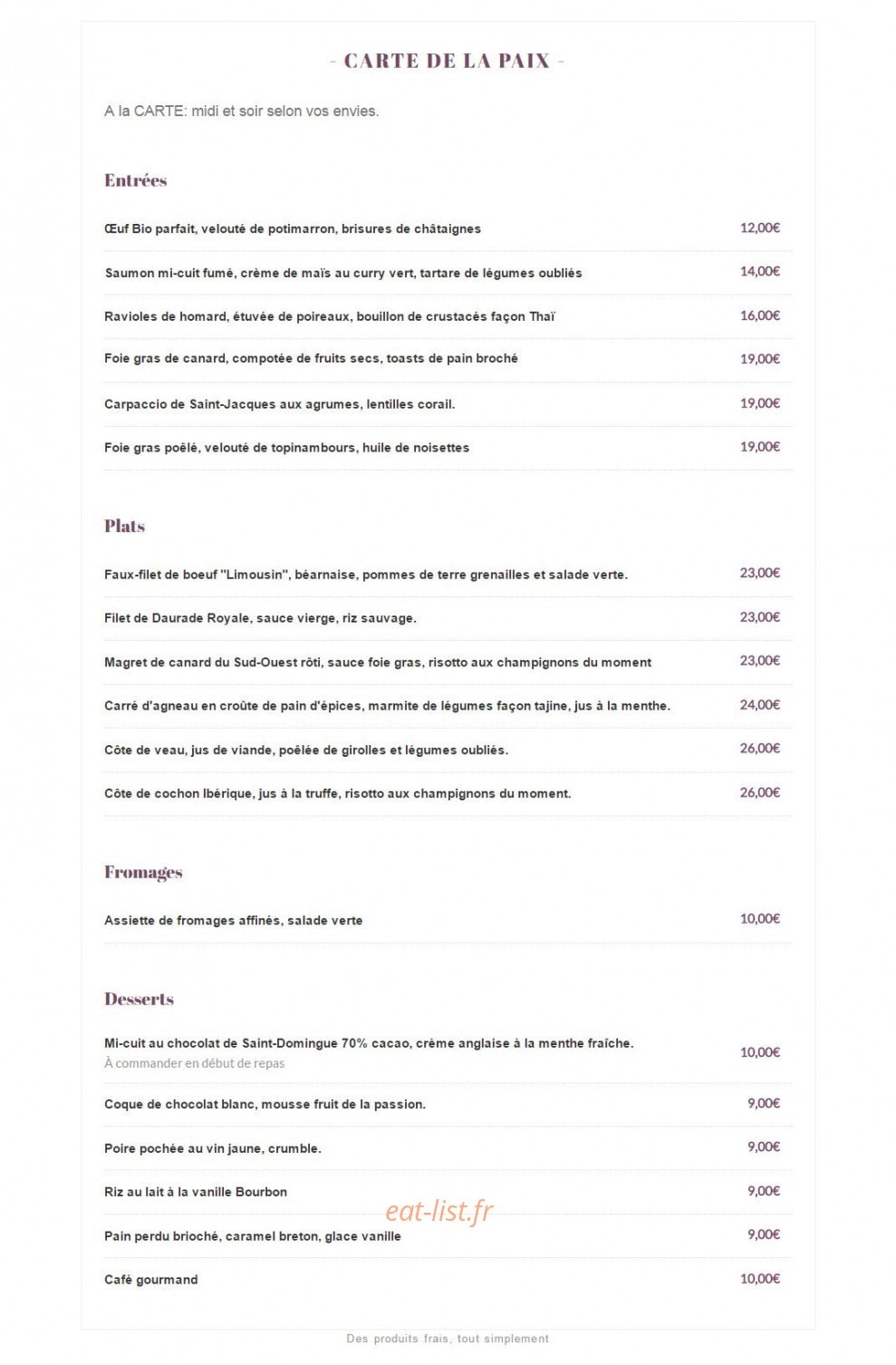 Café de la Paix — carte page 2