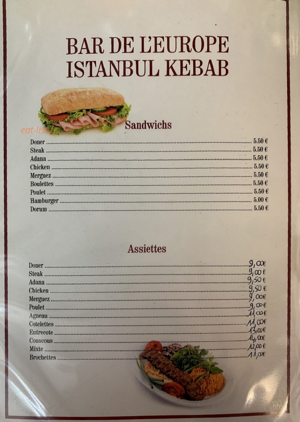 Istanboul Kebab — carte page 1