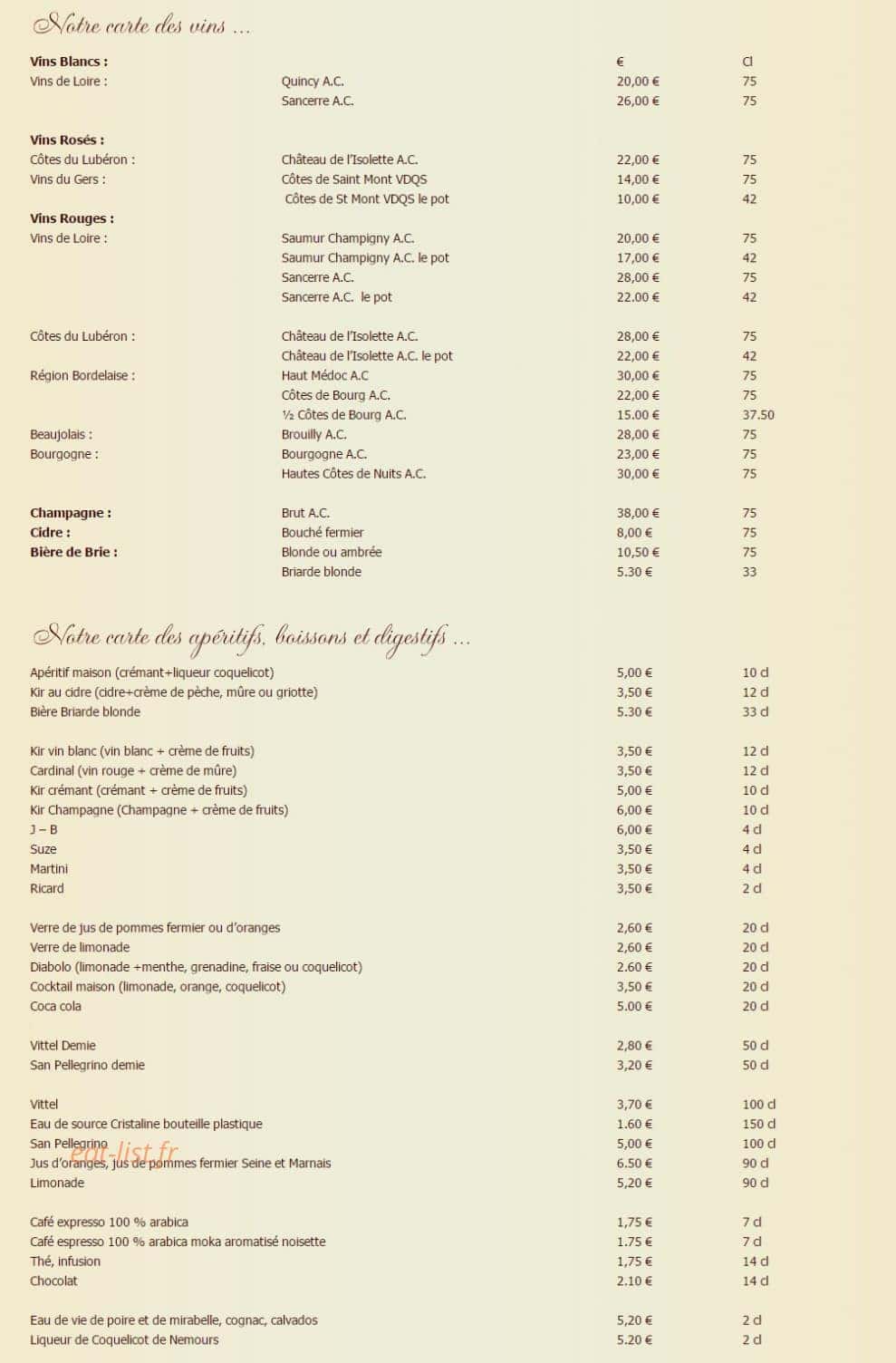 Ferme auberge de la recette — carte page 4