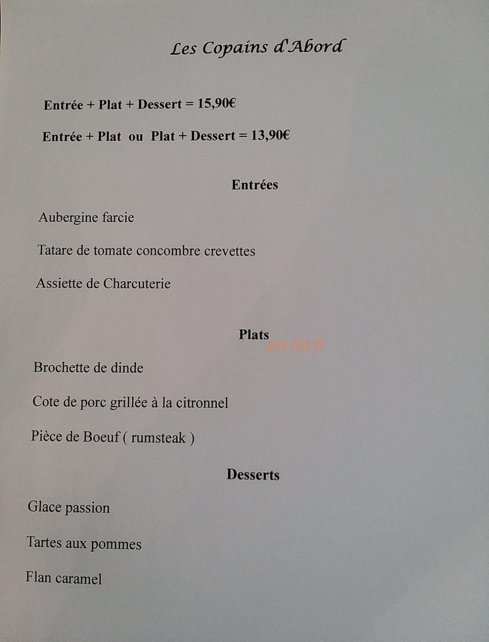Les Copains d'abord — carte page 1