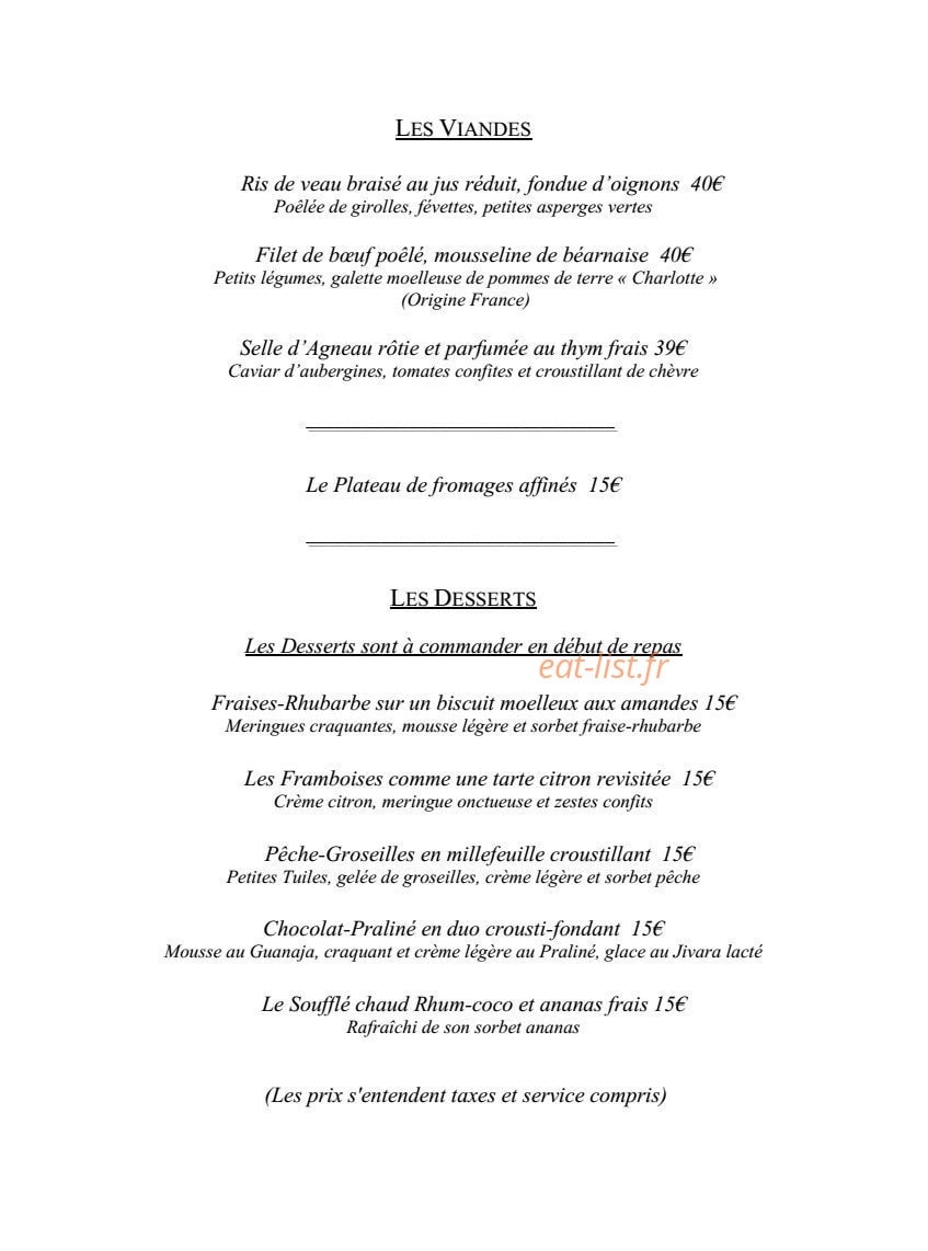 L' Auberge de la Brie — carte page 3