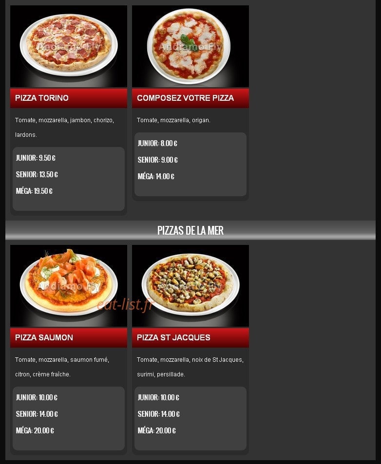 Pizza Andiamo — carte page 8