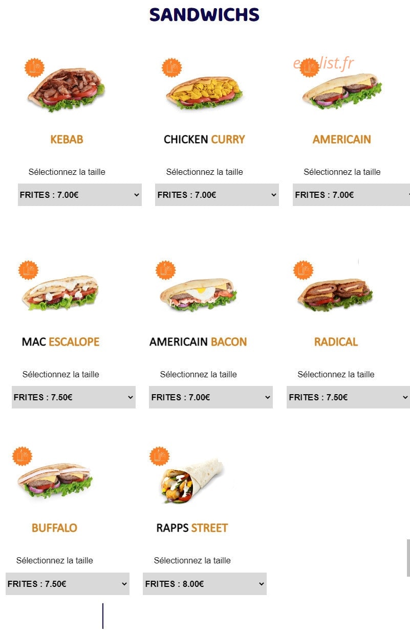 Mac chicken — carte page 1