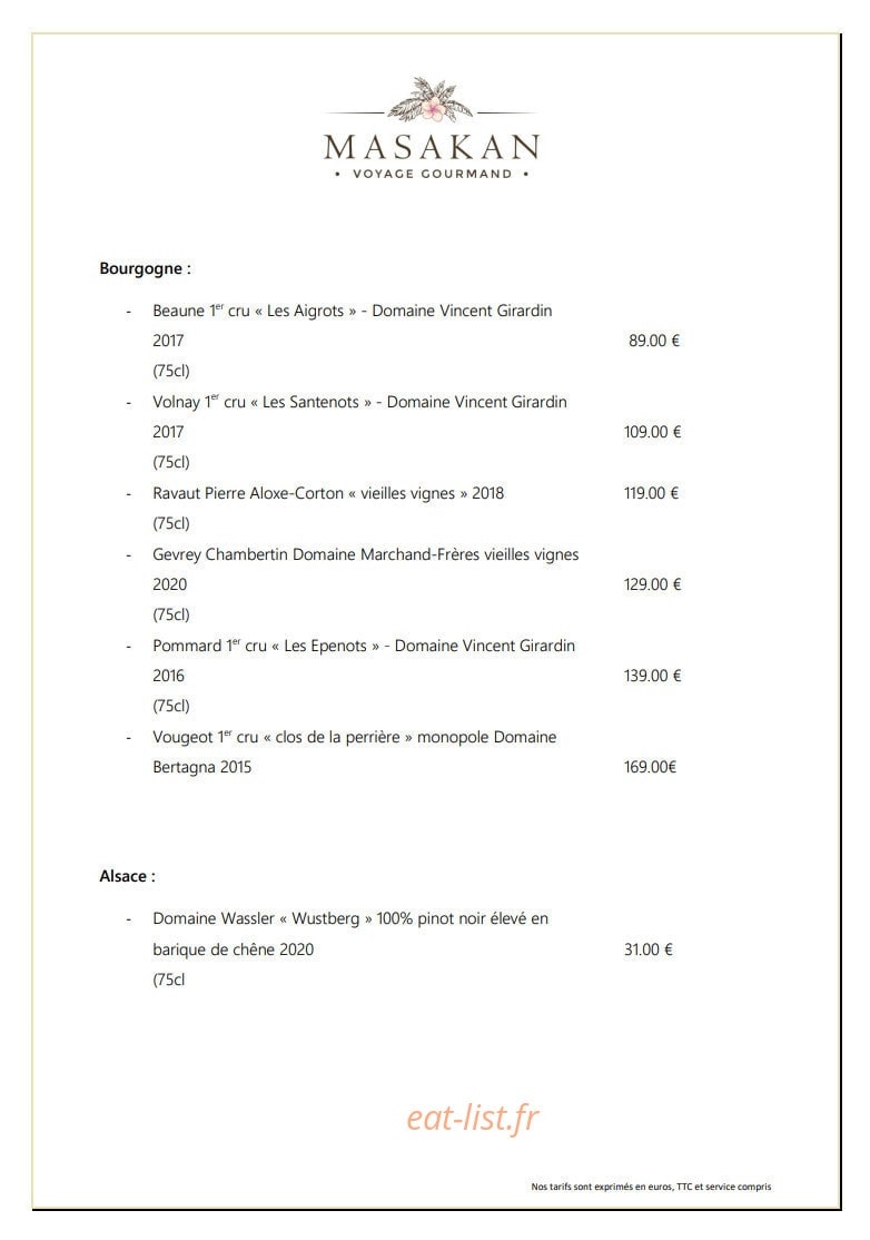 Le Masakan — carte page 8