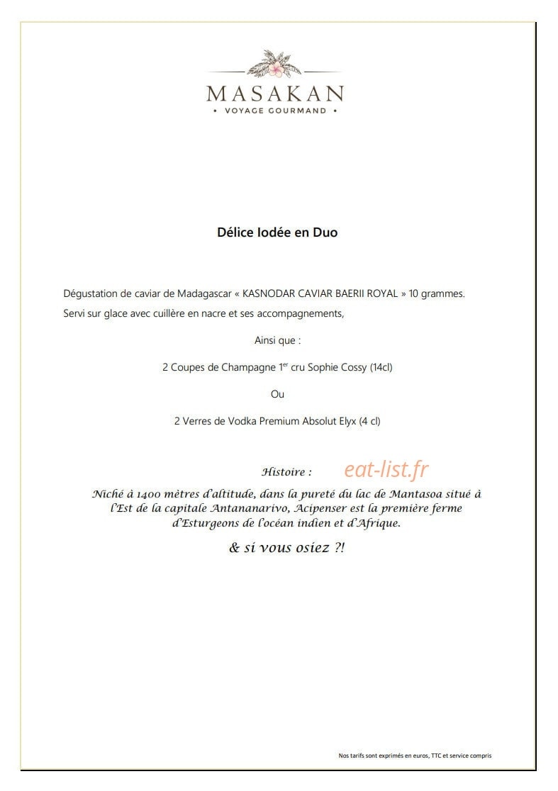Le Masakan — carte page 14