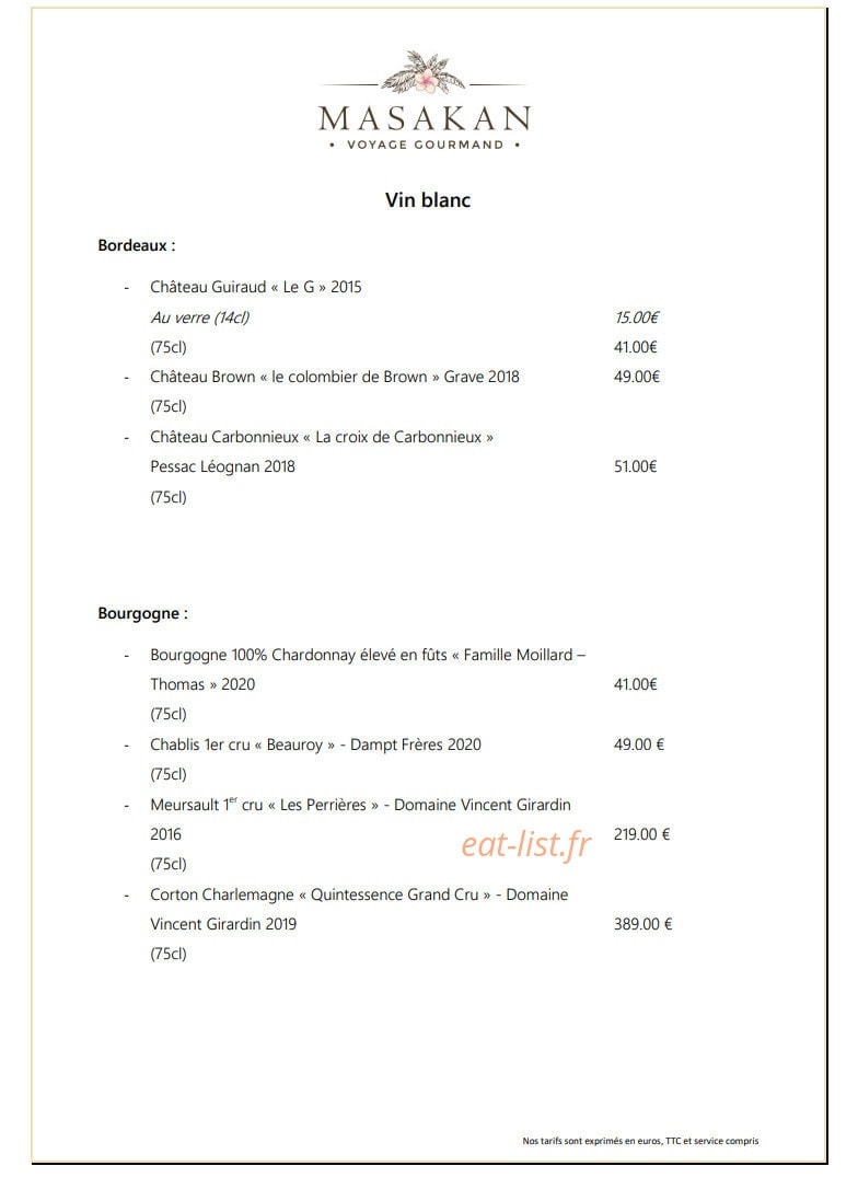Le Masakan — carte page 10