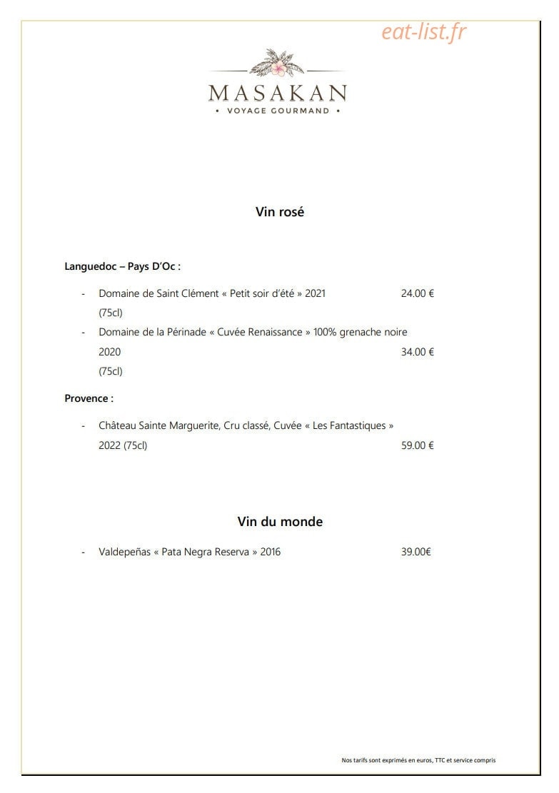 Le Masakan — carte page 12