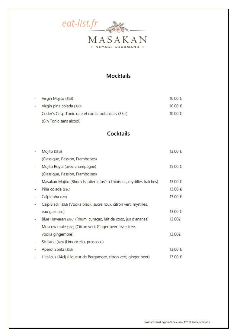 Le Masakan — carte page 3