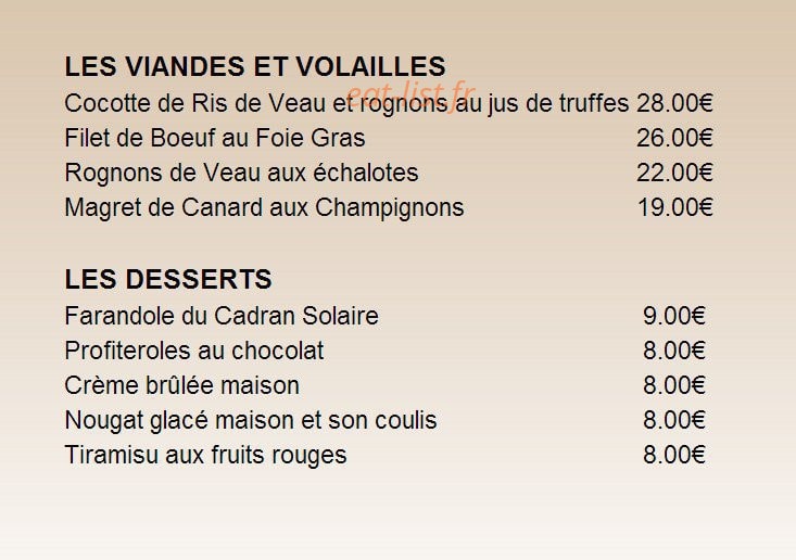 Au Cadran Solaire — carte page 2