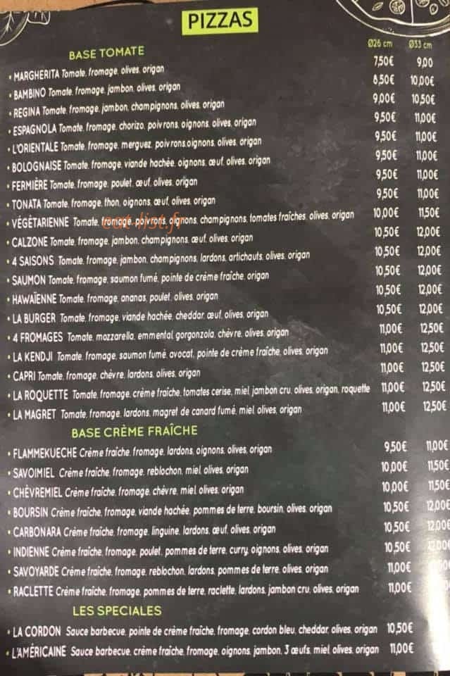 L'atelier de la Pizza — carte page 2